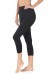 Solid Black Two Large Pockets Capris   - Wide Band