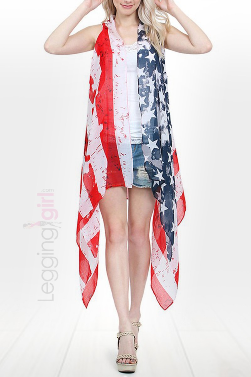 American Flag Kimono Vest