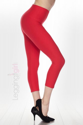 Solid Red Capris - Wide Band 5"